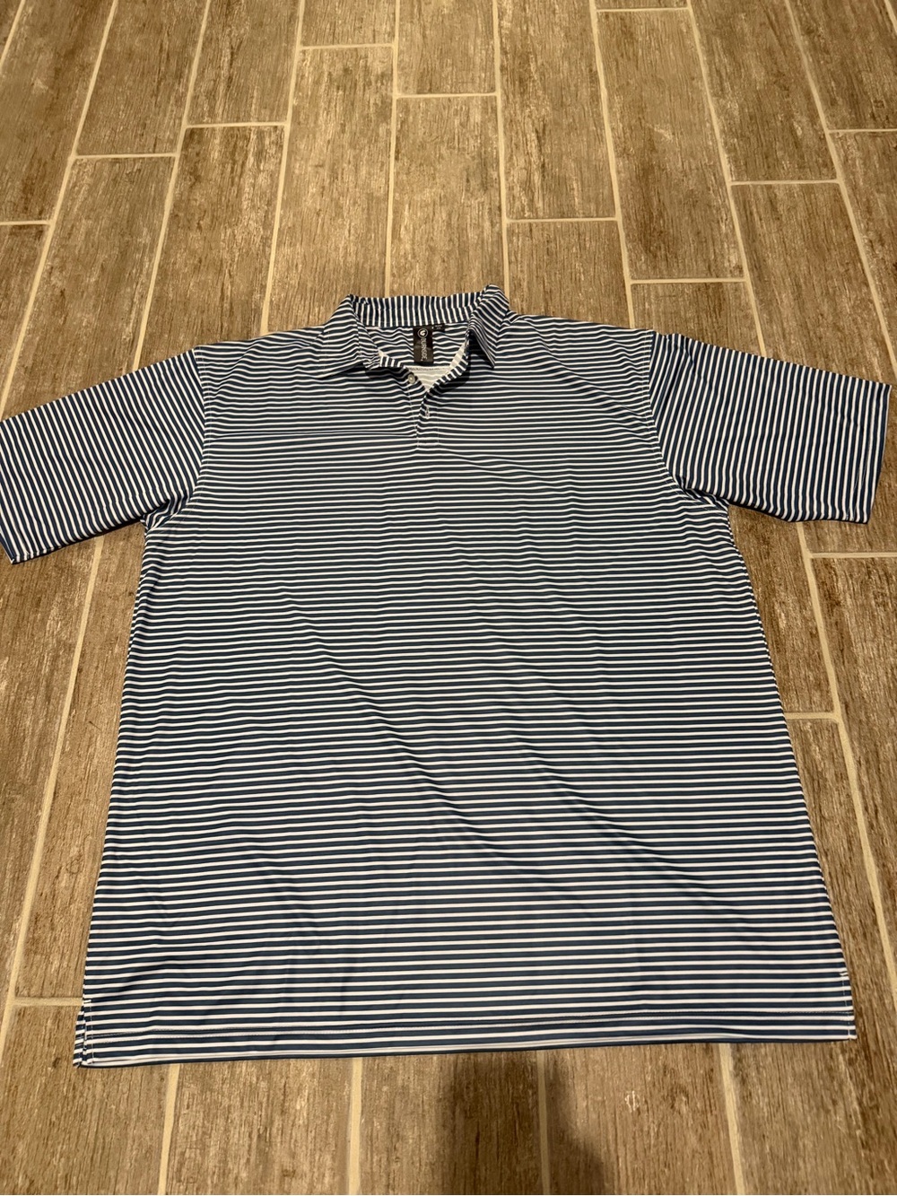 Burnside white and blue horizontal striped golf polo shirt in a 3XL quick dry